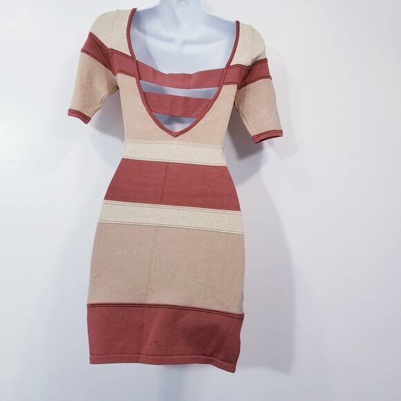 Bebe Shimmer Striped Knit Bodycon Mini Dress - Picture 4 of 11